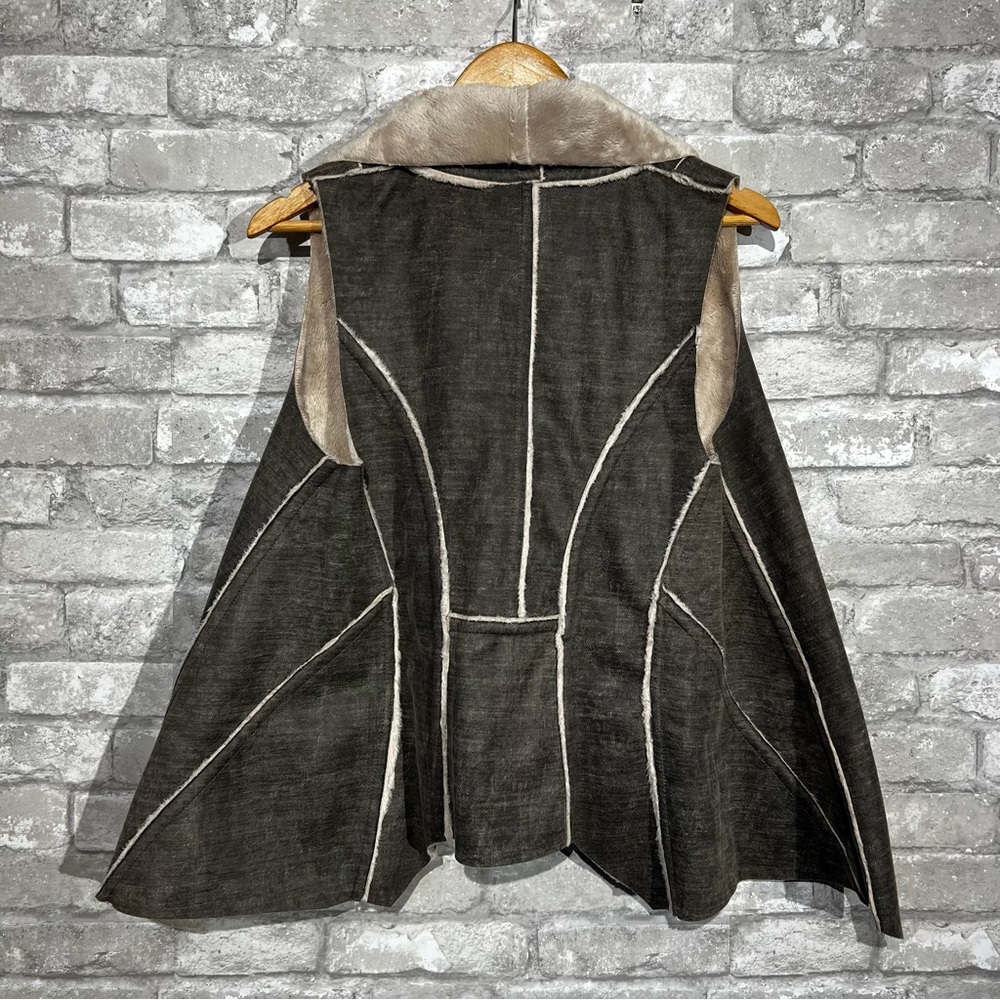 Anthropologie Amadi Womens Small Outerwear Kady Shearling Lined Draped Open Vest - Picture 3 of 7